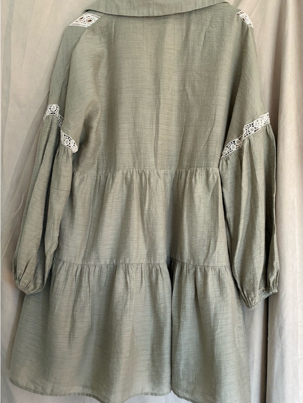 Zara Olive Green Long Sleeve Tiered Mini Dress - Picture 3 of 8